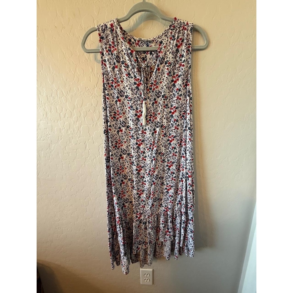 Beachlunchlounge Dress Womens Small Petite Floral Sleeveless Ruffled Boho Resort